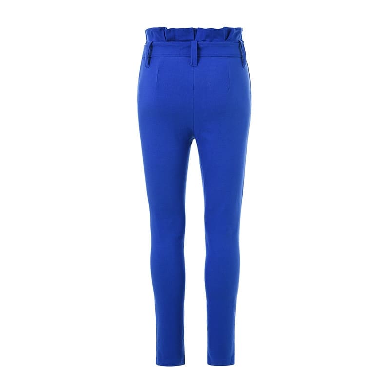 Women High Waist Pants with Waist Belt Elegant Casual Fashion Trousers