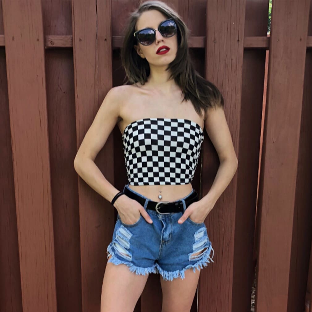 Women Off Shoulder Plain Printed Boob Elastic Tube Tops Bra Blouse Summer Beach Strapless Bandeau Crop Top