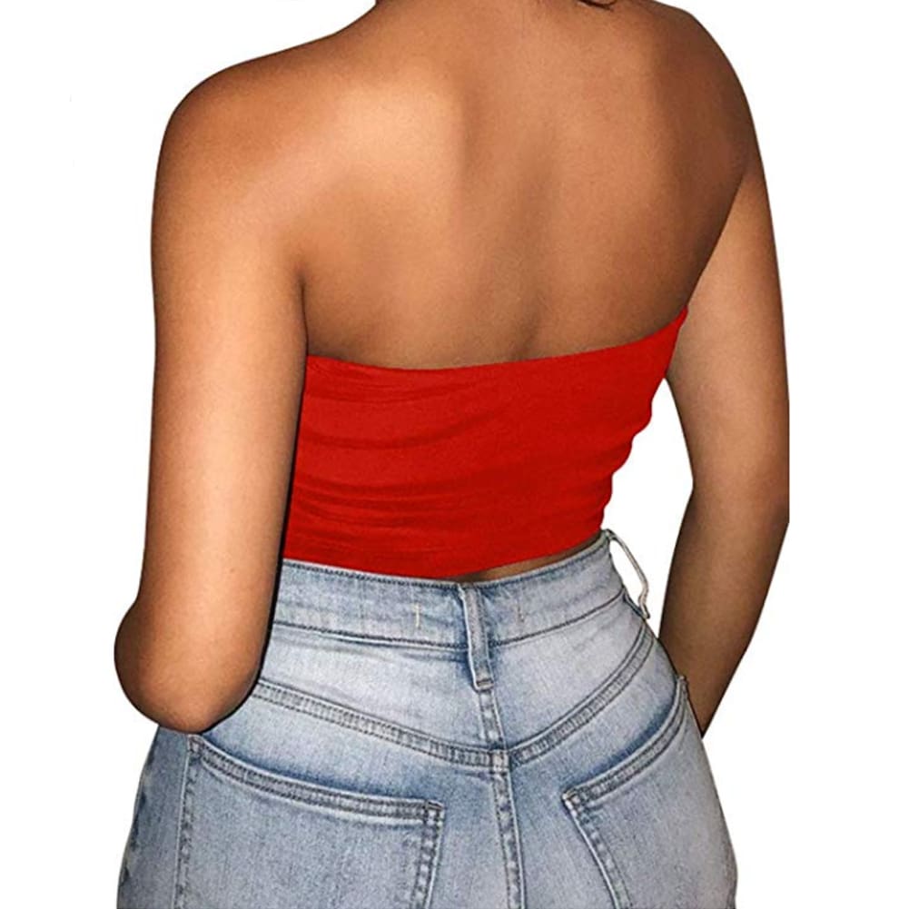 New Women Off Shoulder Strapless Casual Tank Vest Sleeveless Summer Bodycon Slim Tank Crop Tops Camis Outwear