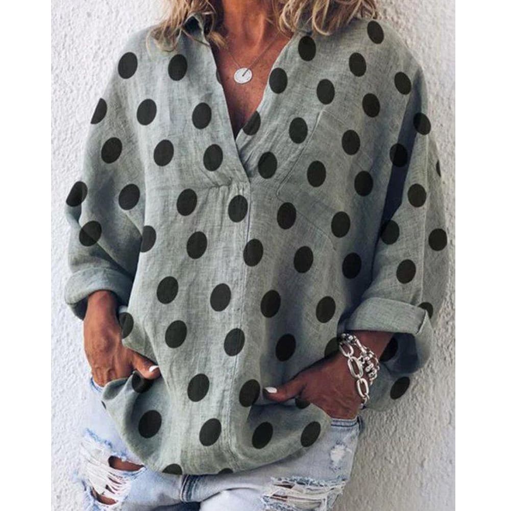 New Womens Casual Shirt Summer Loose V-Neck Blouse Long Sleeve Fashion Ladies Party Daily Tops Women Clothes