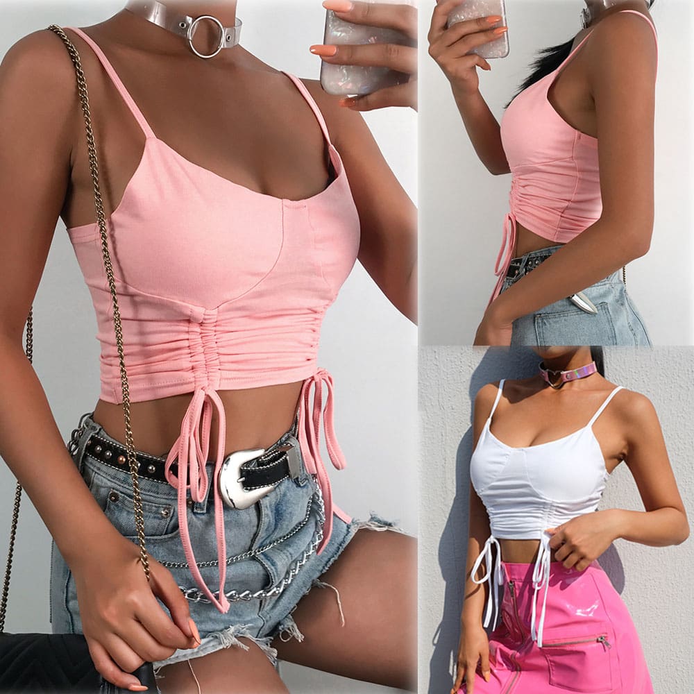 Women Sexy Casual Tank Top Vest Blouse Sleeveless Summer Crop Top Shirt Solid Cotton Cami Top