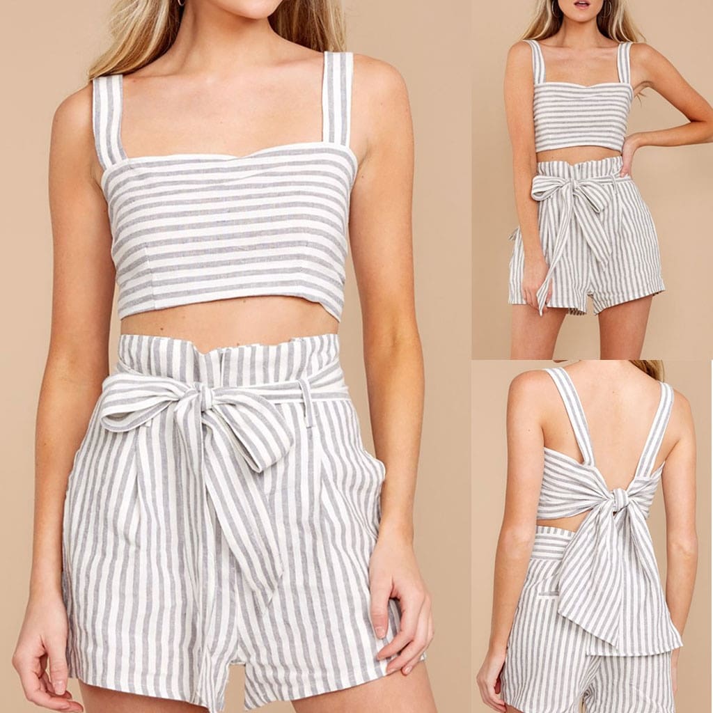 Summer Strapless Top And Shorts 2 Pcs/set