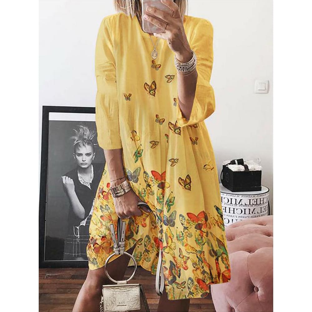 Women Holiday Autumn Long Sleeve A-Line Ladies Casual Maxi Dress Summer Boho Beach Dress Sundress