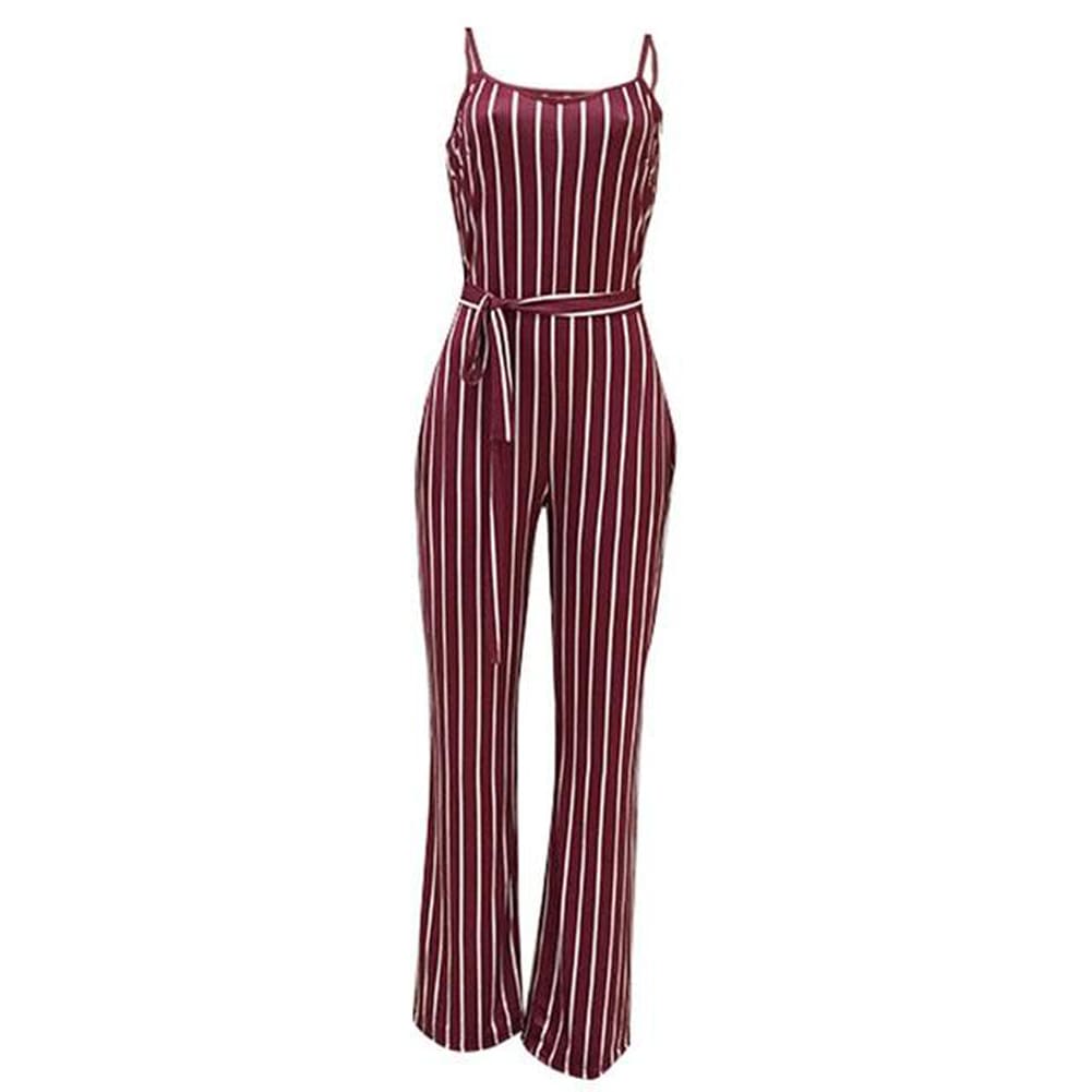 Hot Women Ladies Clubwear V-Neck Striped Playsuit Sexy Bodycon Party Jumpsuit Romper Summer Beach Casual Long Trousers