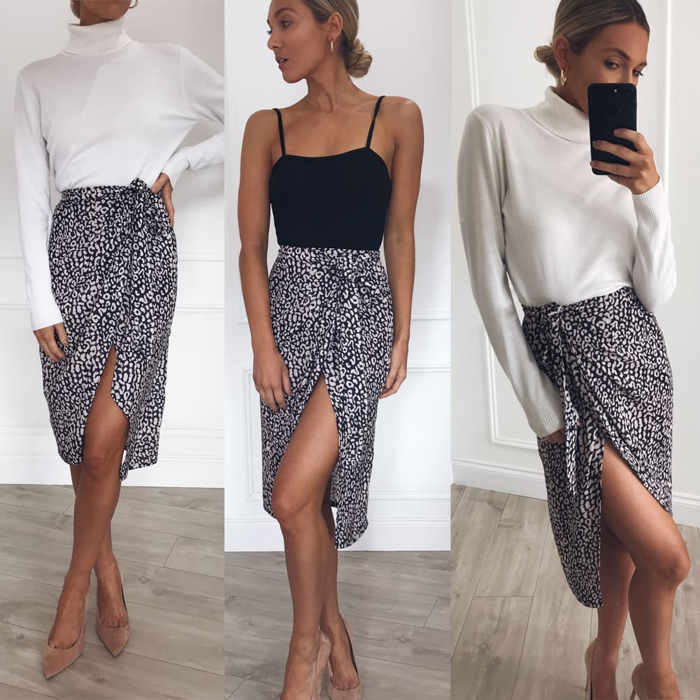 New Elegant Women Ladies Sexy Summer High Waist Skirts Beachwear 2019 Fashion Leopard Beach Casual Skirts Hot