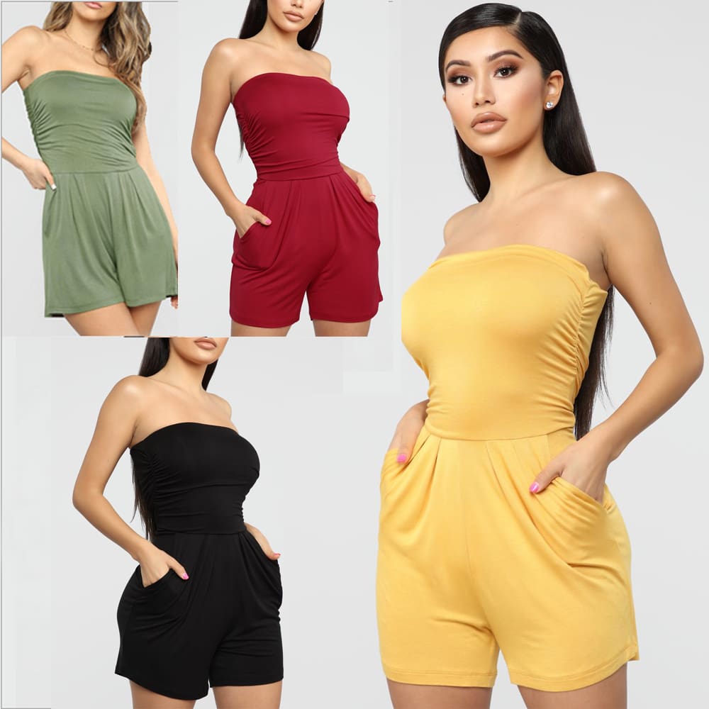 New Women Ladies Clubwear Summer Playsuit Bodycon Sexy Off Shoulder Tube Tops Party Jumpsuit Romper Trousers