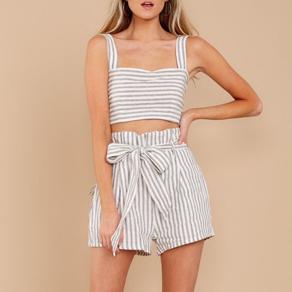 Summer Strapless Top And Shorts 2 Pcs/set