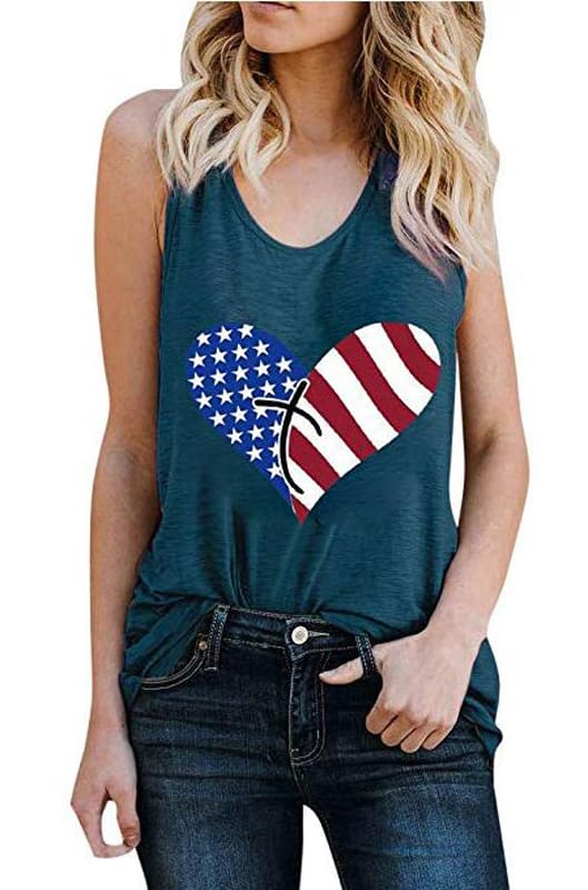 Print Vest Cami Tops Tees Sleeveless Blouse Ladies Casual Loose Tank Tops