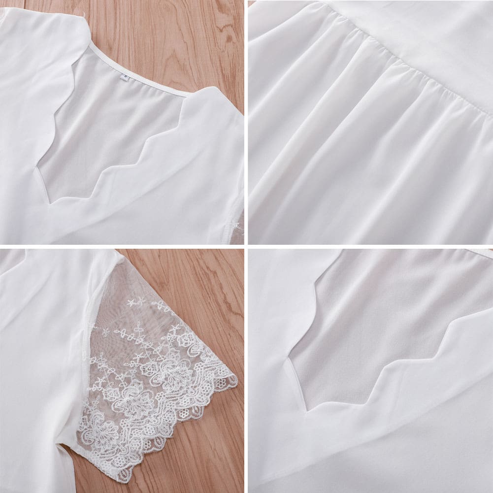 Fashion Women Summer Lace Short Sleeve Vest Tank Tops 2019 New Female Casual Loose V-Neck Beach Blouse Shirts