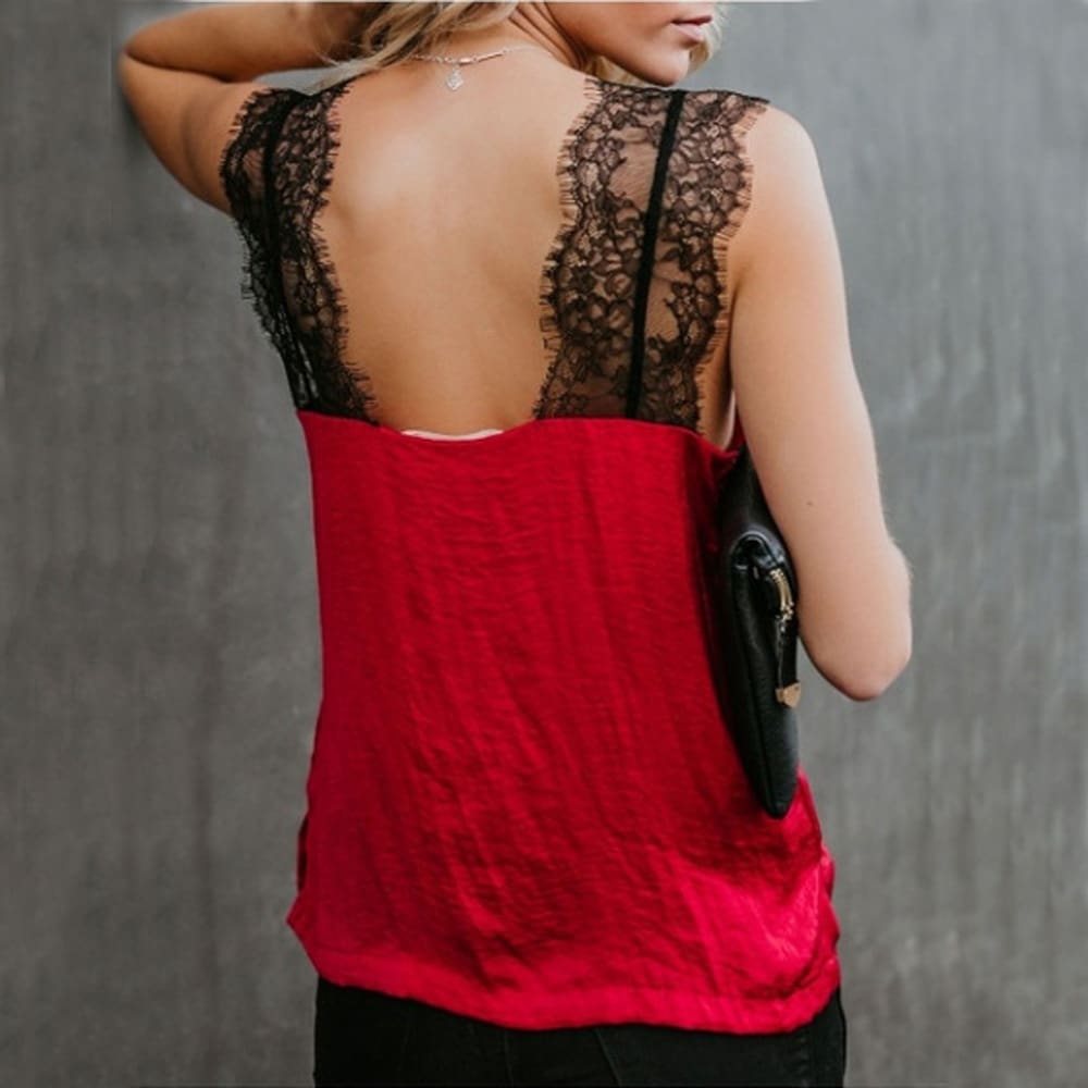 Women Lace Sleeveless Tank Tops Vest Ladies Backless Sexy Summer Loose Camisole Blouse Casual Beach Shirt New