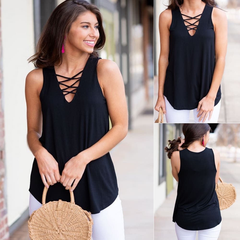 Women Vest Sleeveless Loose Camisole Ladies Solid Tank Tops Blouse Shirt Summer Clothes