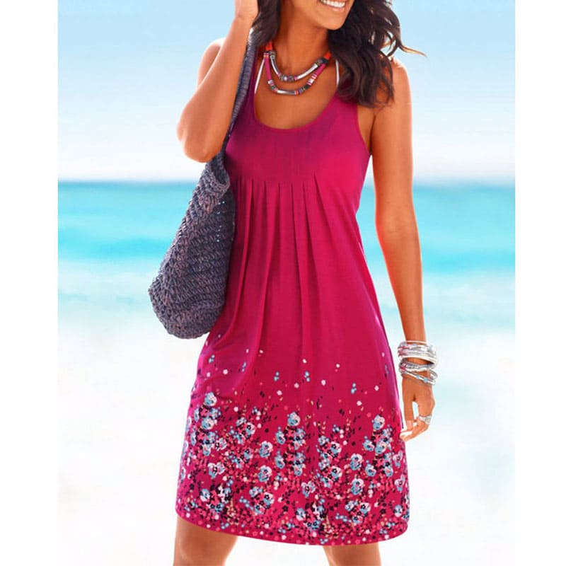 Fashion O-Neck Sleeveless Tank Print Dress