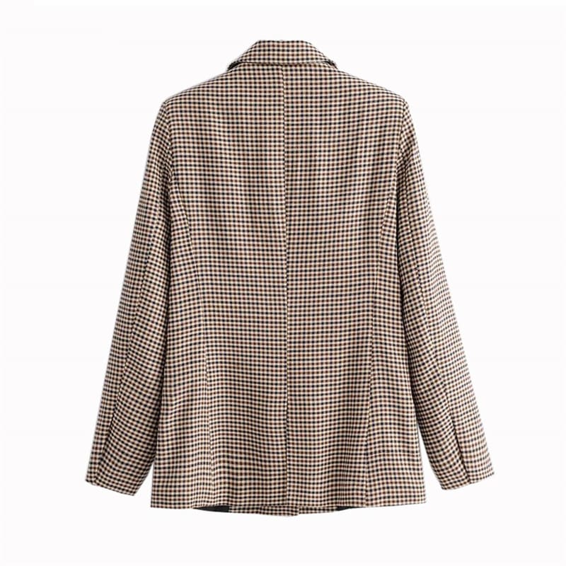 Fashion Autumn Women Plaid Blazers Work Office Lady Blazer Coat