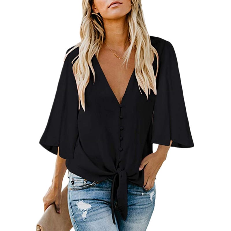 New Fashion Women Short Ruffle Sleeve V neck Loose T Shirts OL Ladies Summer Casual Tops Shirt Women Clothes