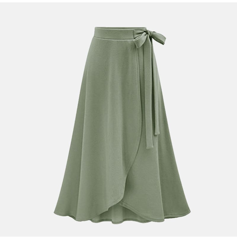 Women Ruffle Wrap Over Loose Skirt Ladies Fashion Solid High Waist Split Irregular Party A-Line Long Skirt Plus Size