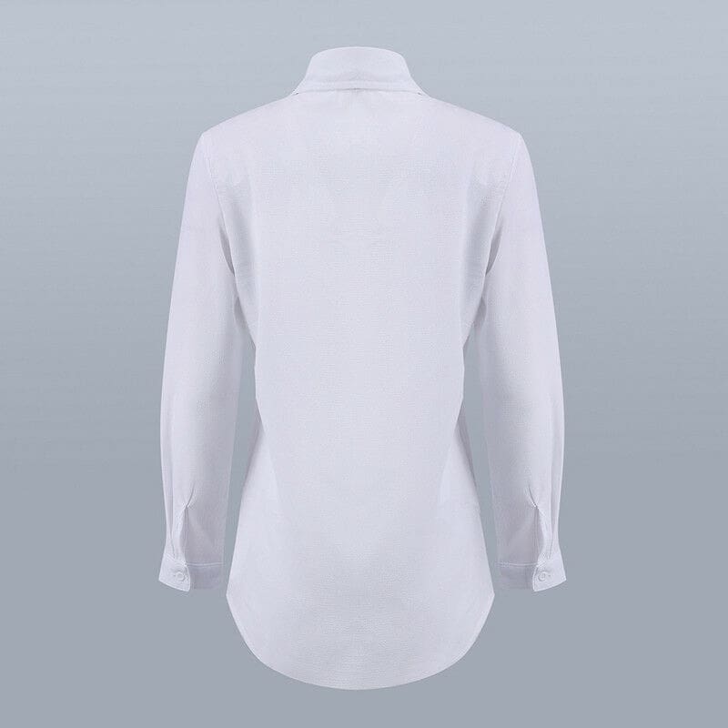 Hot Women Long Sleeve Ruffles White Shirt Blouse Ladies Casual Plain OL Blouse Work Shirt Summer V Neck Shirt