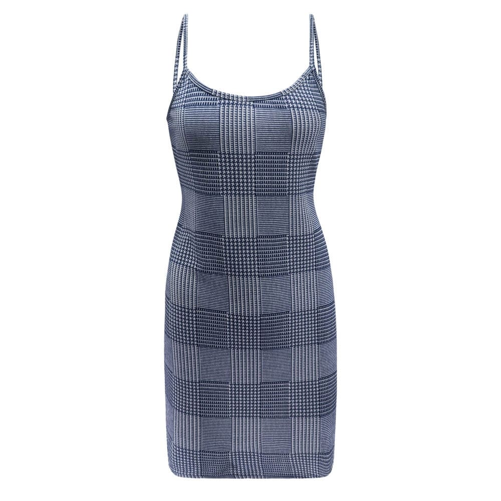 Best Sale Plaid Spaghetti Strap Mini Bodycon Dress Women Wear