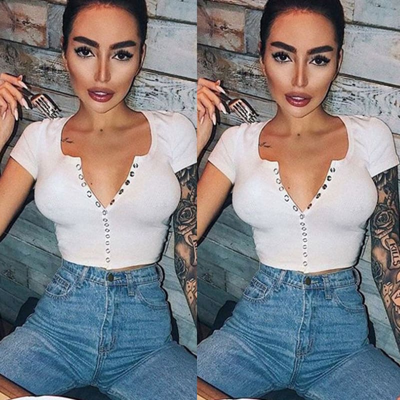 New Summer Women Ladies Short Sleeve Cotton Casual Shirt Tops Fashion Summer Beach Slim Short White T-shirt