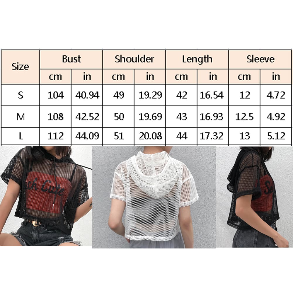 Summer Women Ladies Hollow Mesh Net Shirt Short Sleeve Tee Tops Beach Casual Transparent Blouse Clubwear Outdoor