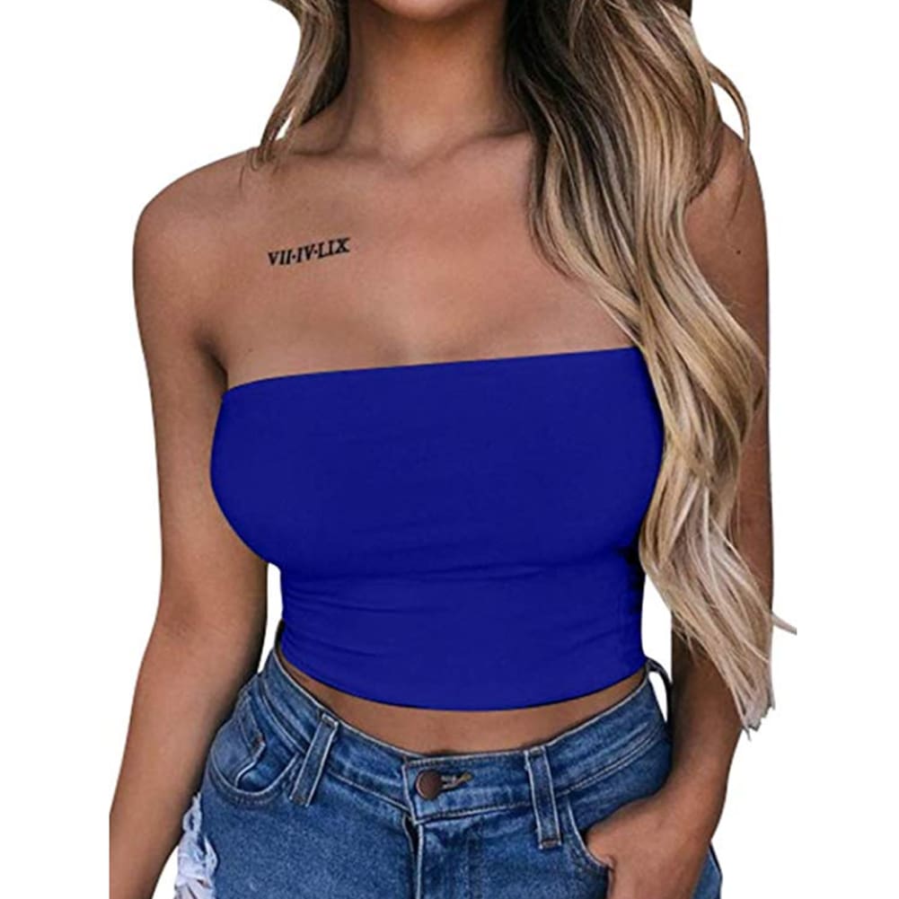 New Women Off Shoulder Strapless Casual Tank Vest Sleeveless Summer Bodycon Slim Tank Crop Tops Camis Outwear