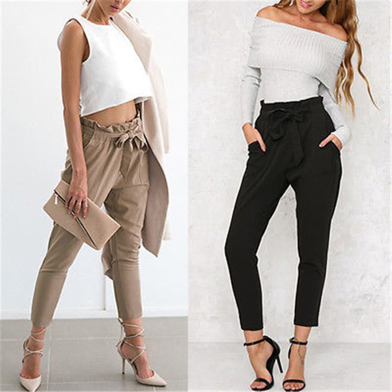 Women Casual Sweatpants Jogger Dance Harem Pants Sports Baggy Slacks Pleated High Waist Loose Long Trousers