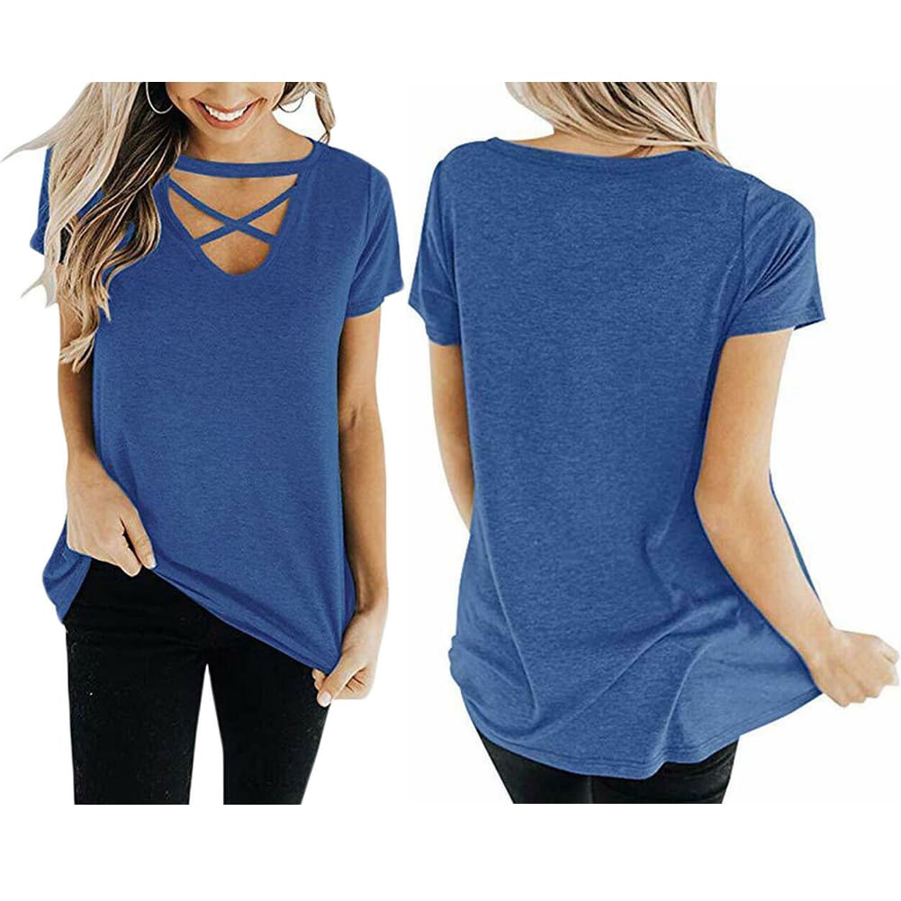 New Women Casual Hollow Out Neck Tops Summer Short Sleeve Cotton Shirt Blouse Fashion Ladies Loose Solid Shirts