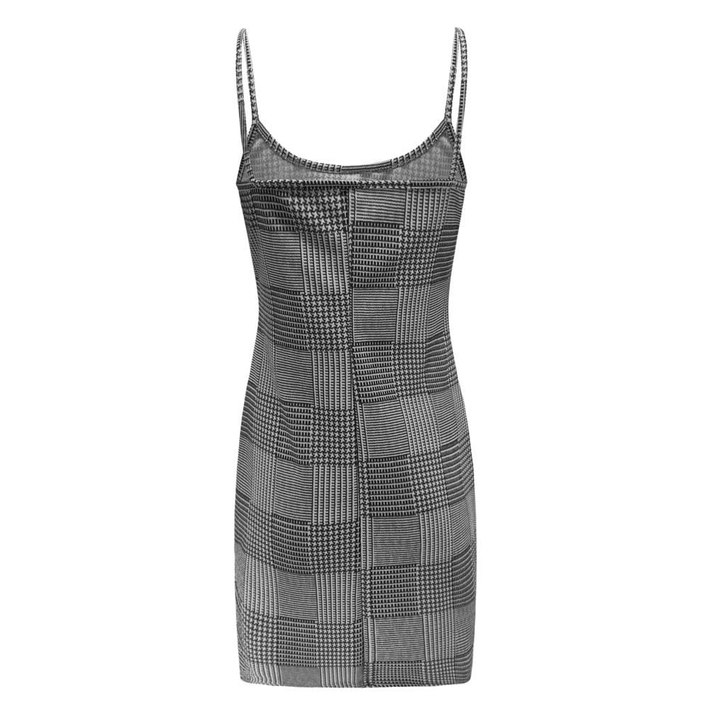 Best Sale Plaid Spaghetti Strap Mini Bodycon Dress Women Wear