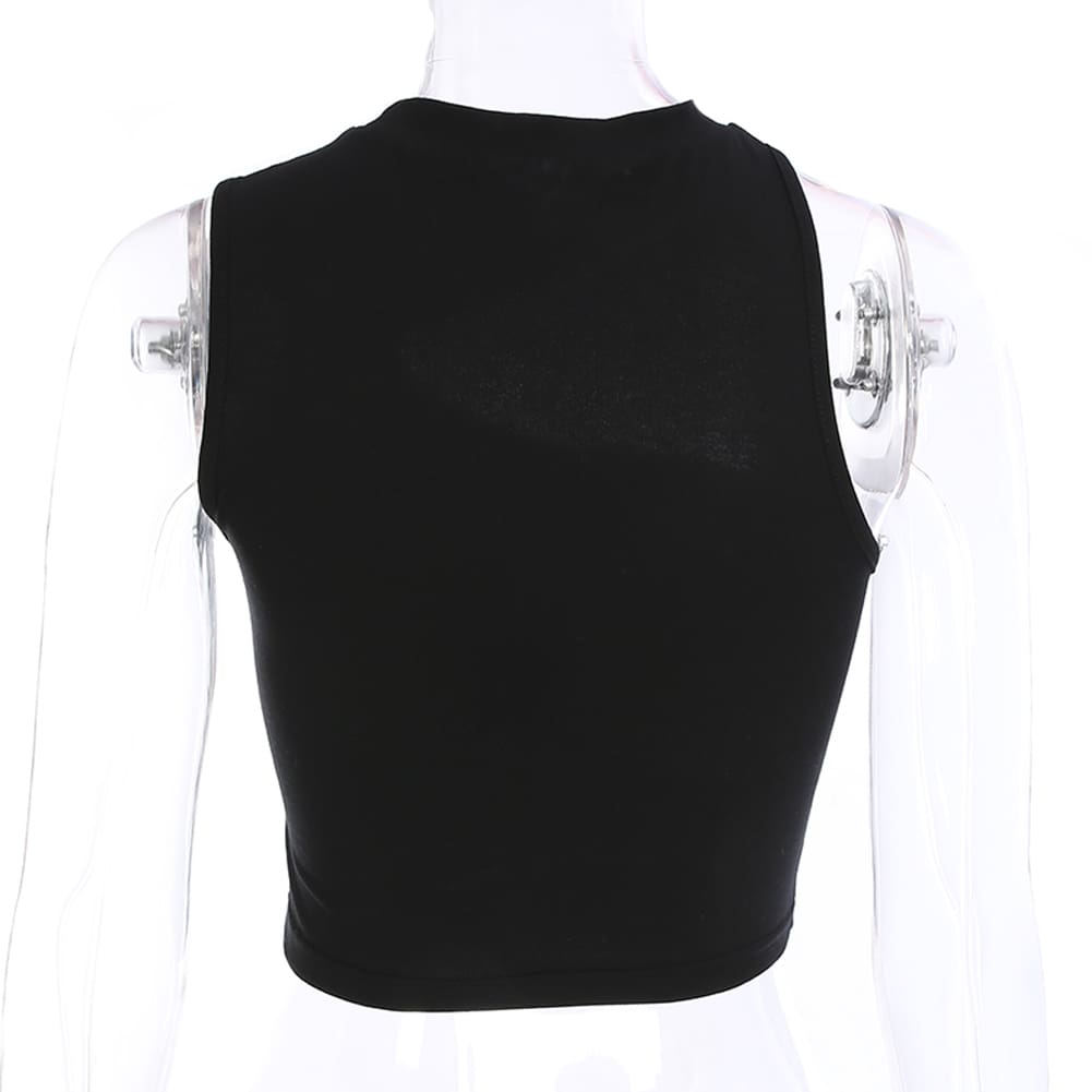 Women Girls Summer Vest Crop Top Shirt Blouse Casual Slim Black Tanks