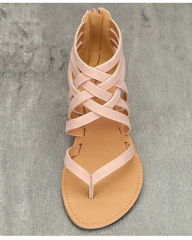 Women Sandals Female Flat Sandals Rome Style Cross Tied Sandals