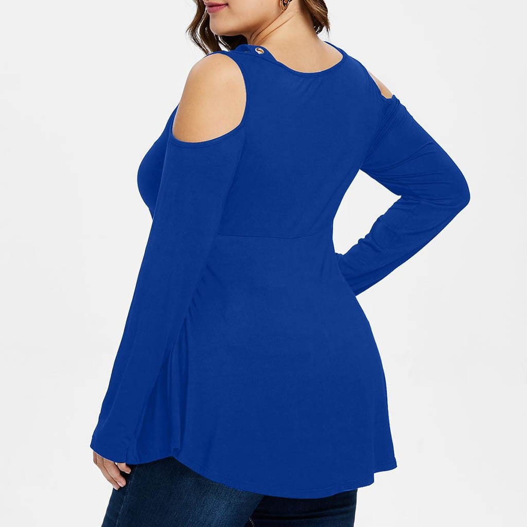 Plus Size Grommet V-Neck Top Blouses For Elegant Ladies