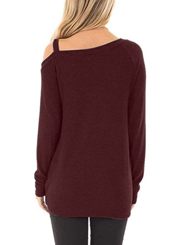 Plus Size Long Sleeve Tshirts One Shoulder T-Shirt