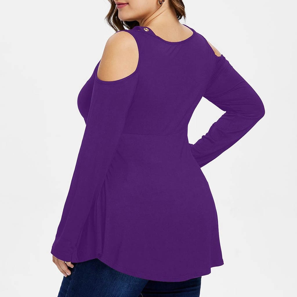 Plus Size Grommet V-Neck Top Blouses For Elegant Ladies