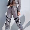 Silver Reflective Color Block Sports Hoodie Pants Suit Set - Takalr