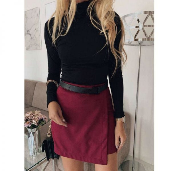 The Best Irregular Lady Skirt Female Summer Solid High Waist A-line Mini Skirt Online - Takalr