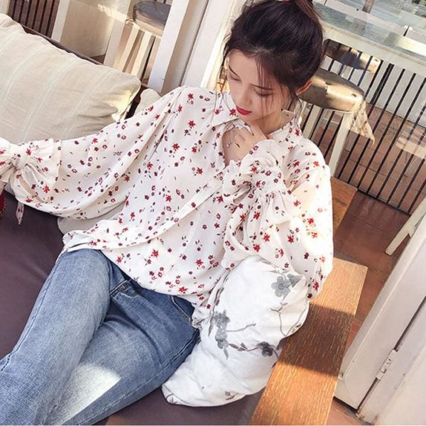 The Best Korea Style Women Chiffon Solid Long Sleeve Blouse Fashion Ladies Summer Casual Loose Tops T Shirt Pullover Clothes Online - Source Silk