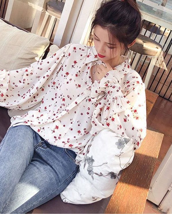 The Best Korea Style Women Chiffon Solid Long Sleeve Blouse Fashion Ladies Summer Casual Loose Tops T Shirt Pullover Clothes Online - Source Silk