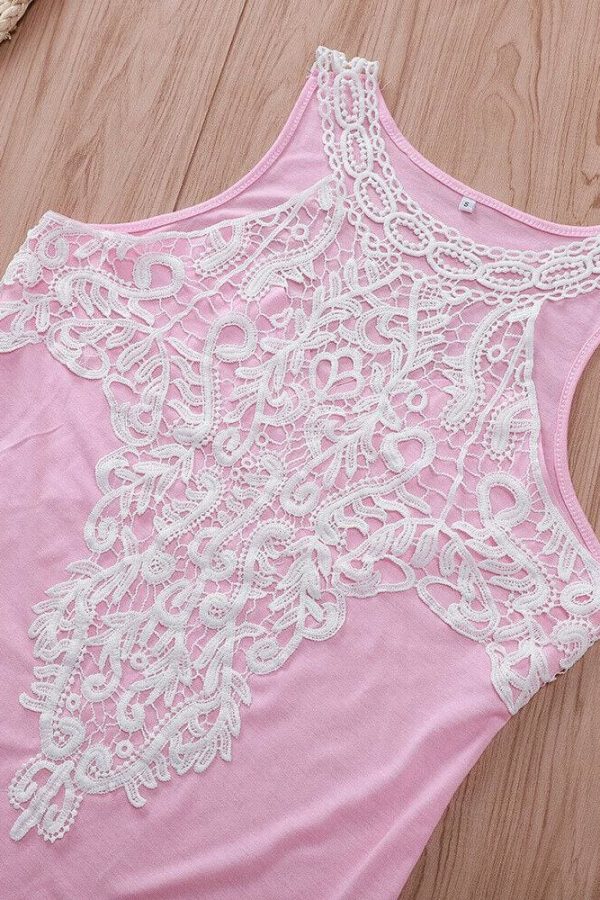 The Best Lace Tank Top Vest Blouse Sleeveless Fashion Solid Beach Crop Top Shirt Cami Top Online - Takalr