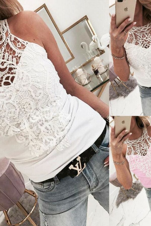 The Best Lace Tank Top Vest Blouse Sleeveless Fashion Solid Beach Crop Top Shirt Cami Top Online - Takalr