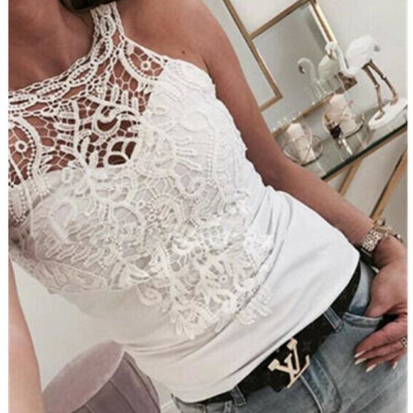 The Best Lace Tank Top Vest Blouse Sleeveless Fashion Solid Beach Crop Top Shirt Cami Top Online - Takalr