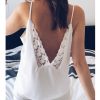 The Best Lace Top Sleeveless V Neck Tank Loose Vest Open Back Tee Ladies Backless Daily Basic Shirt Online - Source Silk