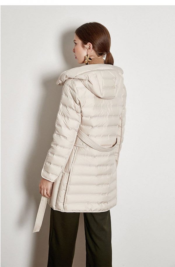 The Best Lace-up Hooded Down Jacket White Duck Down Coat Female Winter Coat Online - Takalr