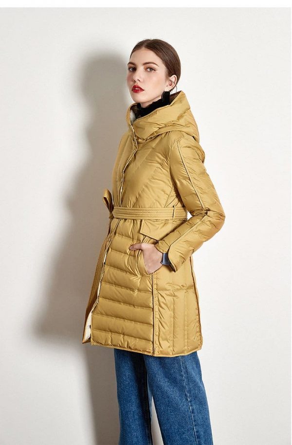 The Best Lace-up Hooded Down Jacket White Duck Down Coat Female Winter Coat Online - Takalr