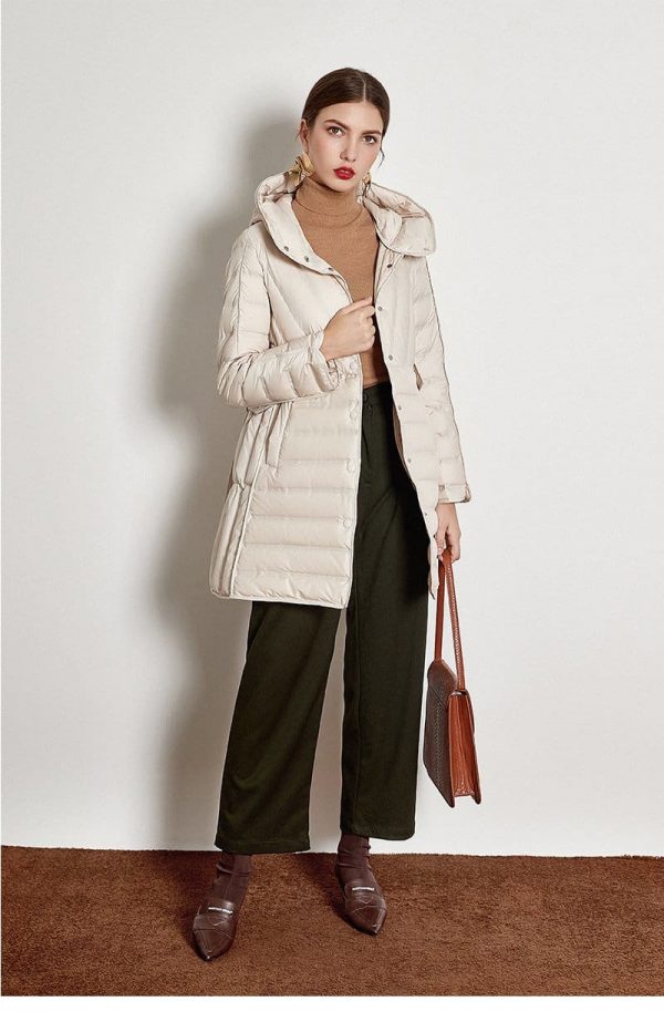 The Best Lace-up Hooded Down Jacket White Duck Down Coat Female Winter Coat Online - Takalr