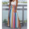 The Best Ladies Fashion Bohemian Skirt Women Long Maxi Full Skirt Indie Folk National Colorful Loose Split High Waist Summer Buttoms Online - Source Silk