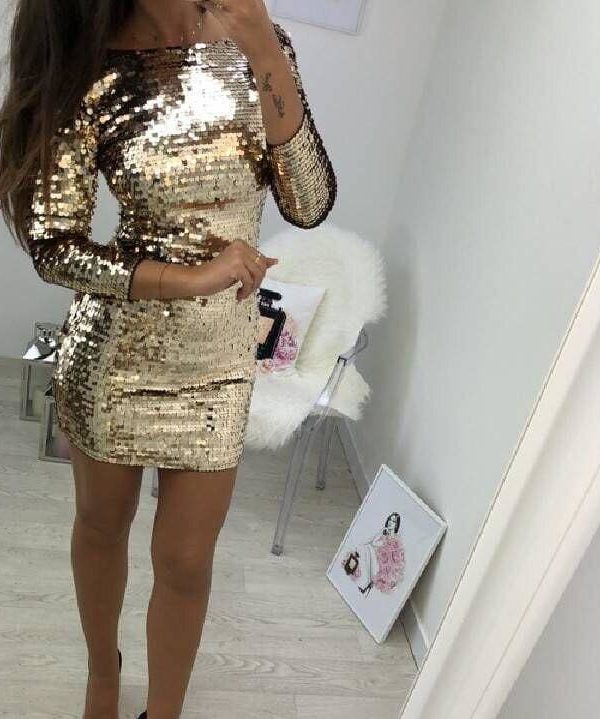 The Best Ladies Formal Evening Party Sexy Sequin Club Short Dresses Sexy Vestidos Autumn Dresses Women Golden Sequins Bodycon Dress Online - Source Silk