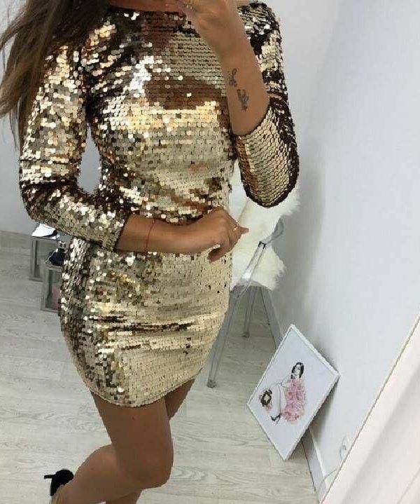 The Best Ladies Formal Evening Party Sexy Sequin Club Short Dresses Sexy Vestidos Autumn Dresses Women Golden Sequins Bodycon Dress Online - Source Silk