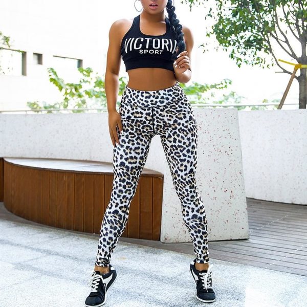 The Best Ladies Leopard Print Pants Women High Waist Fitness Casual Sports Running Gym Workout Athletic Leggings Pants Online - Source Silk