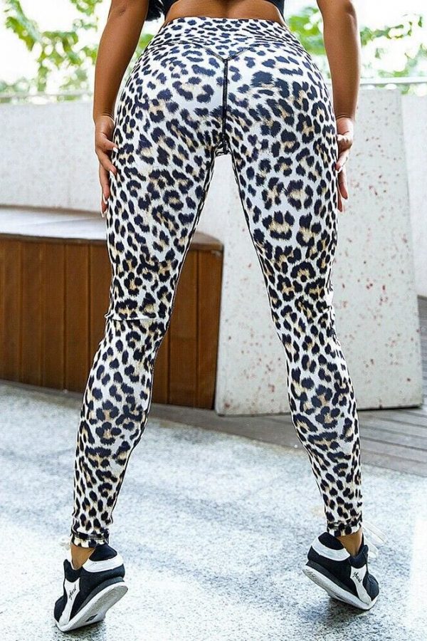 The Best Ladies Leopard Print Pants Women High Waist Fitness Casual Sports Running Gym Workout Athletic Leggings Pants Online - Source Silk