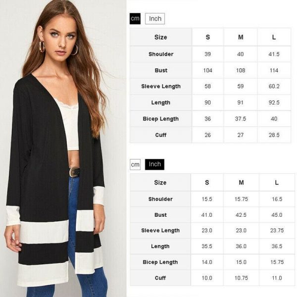 The Best Ladies Open Front Stitch Cardigan Jackets Long Sleeve Jersey Basic Coats Straight Outwear Clothes Online - Takalr