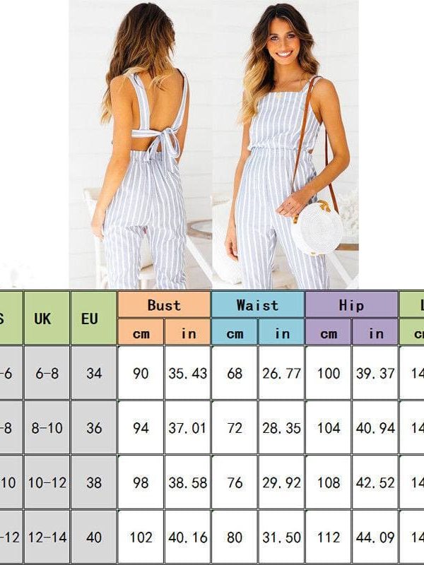 The Best Ladies Women Summer Striped Bodycon Jumpsuit Sleeveless Clubwear Wide Leg Backless Pant Summer Outfits V-neck Long Trousers Online - Source Silk